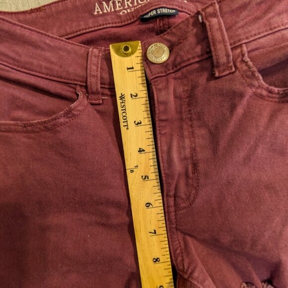 American Eagle Outfitters Jegging Super Stretch Purple Distressed Destroyed - Picture 4 of 11